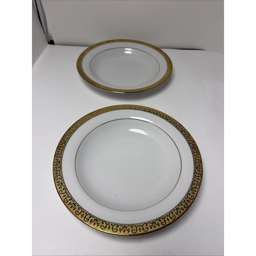 Set Of 2 Royal Gallery Gold Buffet Salad Soup Bowls 1991 Sirlanka Vtg